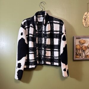 Vintage Black and White Checkered Jacket Michael Simon large 90s Y2K